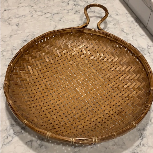 Vintage Ratan and Bamboo basket wall hanging